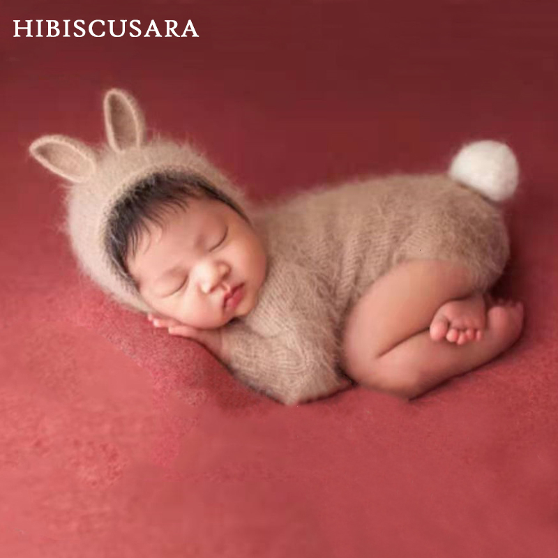 

Keepsakes Wollen Knitting Infant Baby Clothing Rompers Cute Bunny born Po Costumes Outfits Jumpsuit Hat 2pcs Sets Rabbit 230204