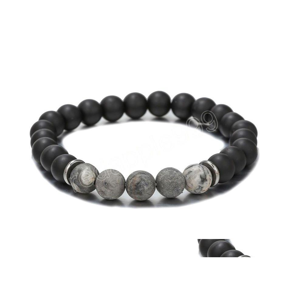 

Charm Bracelets 8Mm 10Mm Natural Stone Handmade Beaded Strands Yoga Sier Plated Elastic Bangle Jewelry For Women Men Drop Delivery Dh2Nb