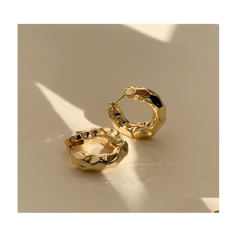 

Hoop Huggie Fashion Jewelry Metal Texture Earrings For Women Simple Buckle Circle Drop Delivery Dhscv