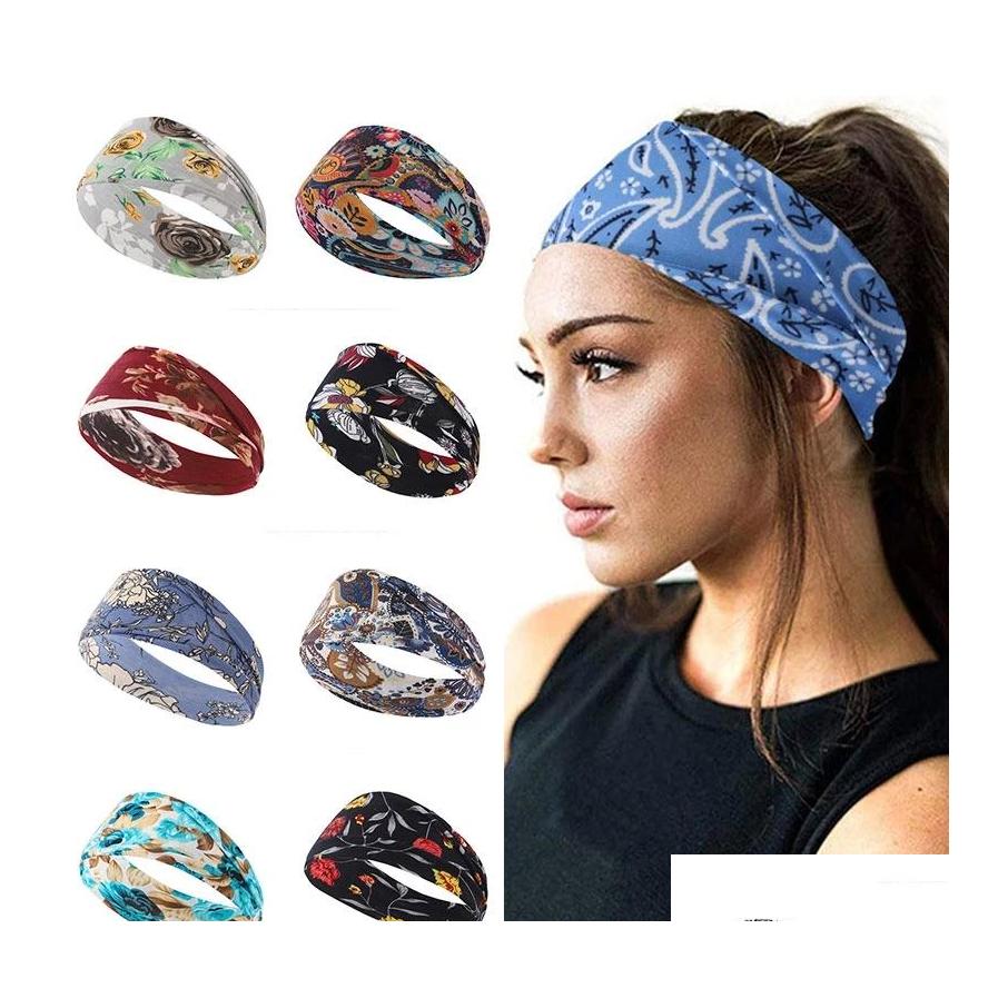 

Headbands Fashion Floral Print Women Sports Yoga Hairband Headwrap Snake Leopard Hair Bands Girls Headwear Accessories Drop Delivery Otlkp