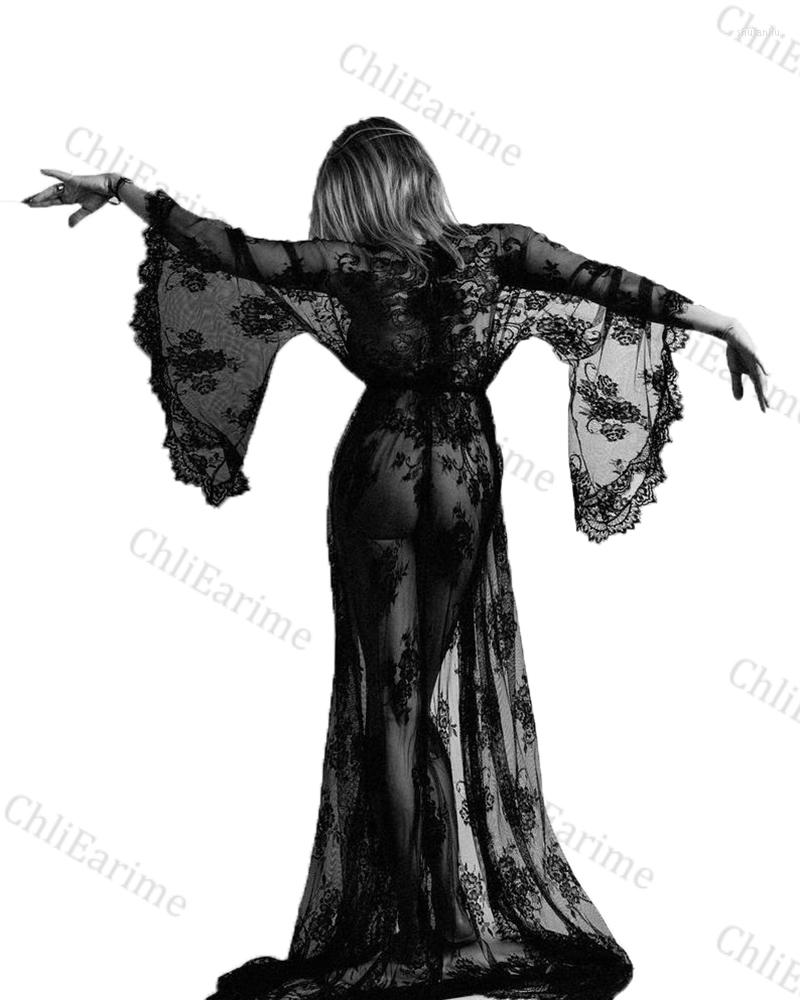 

Casual Dresses Ladies Black Sexy Lace Nightgown Bridal Gown Long Dress