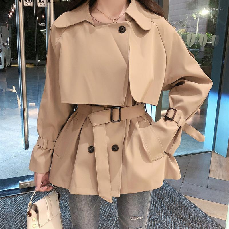 

Women's Trench Coats Elegant Coat Women Fashion Pockets Sashes Long Outwear Female Spring Autumn Jacket Slim Double Breasted Khaki, Black