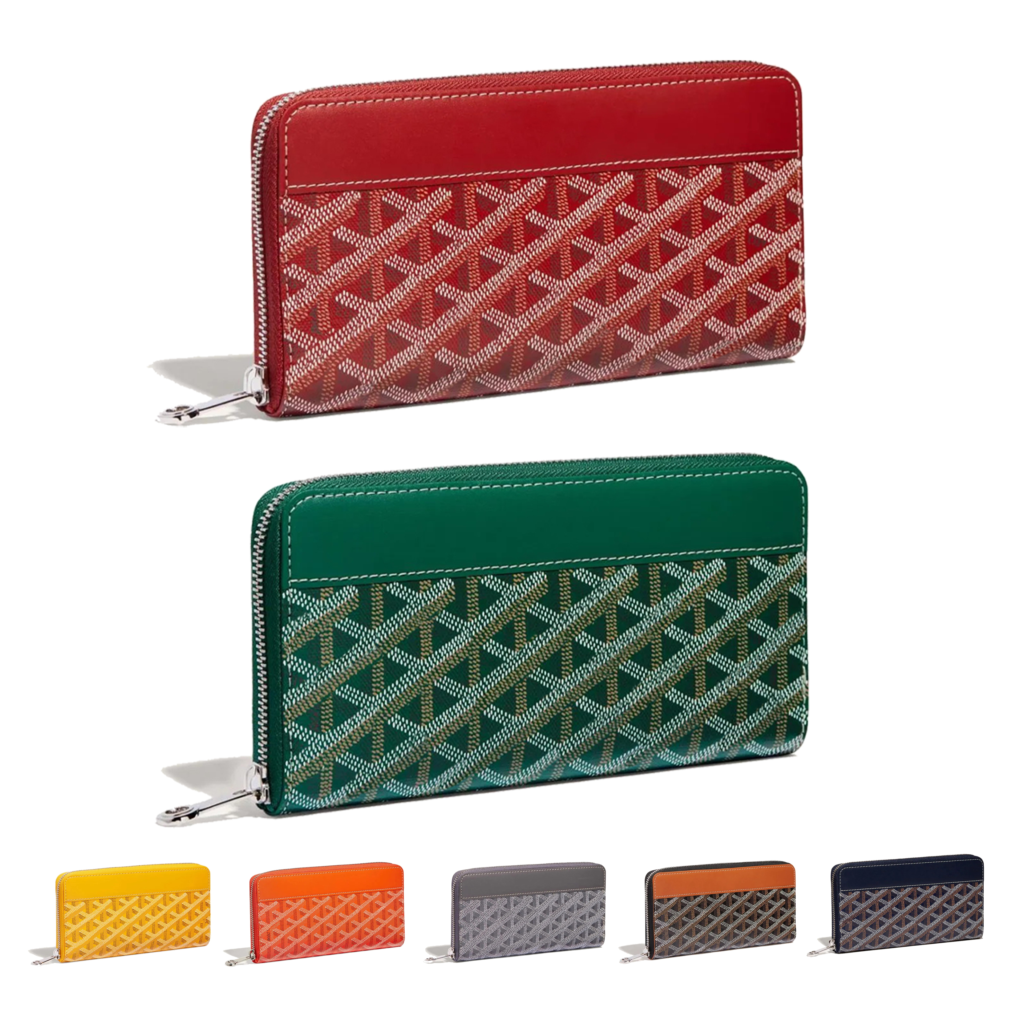 

Designer Matignons Long zipper card holders coin purses woman Wallets 12 card slots pochette Goya Womens men wallet luxury with box PM Leather key pouch cards holder, Black+brown