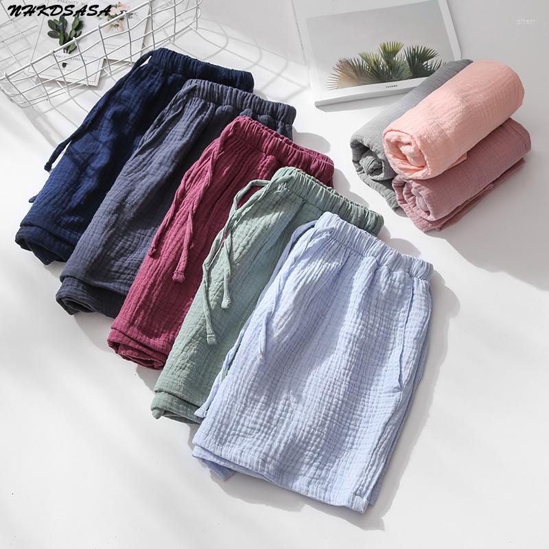 

Women's Sleepwear Summer Couples Sleep Pants Cotton Crepe Pajama Shorts Men And Women Elastic Waist Bottoms Solid Sleeping, Womens green