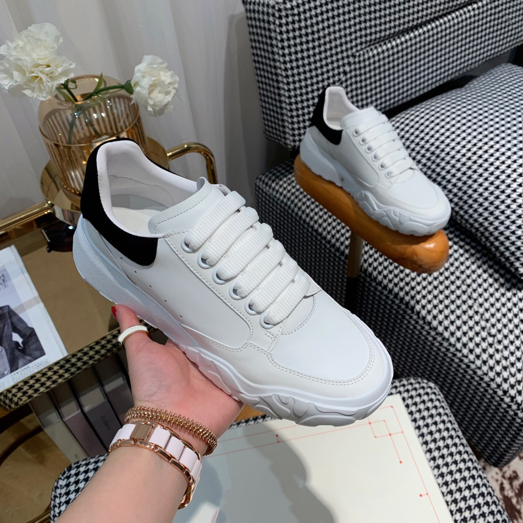

Women's Court Trainer shoes in white black mc queens Patchouli designer mens shoe alexander fashion quality high lace up, 2 black suede tail