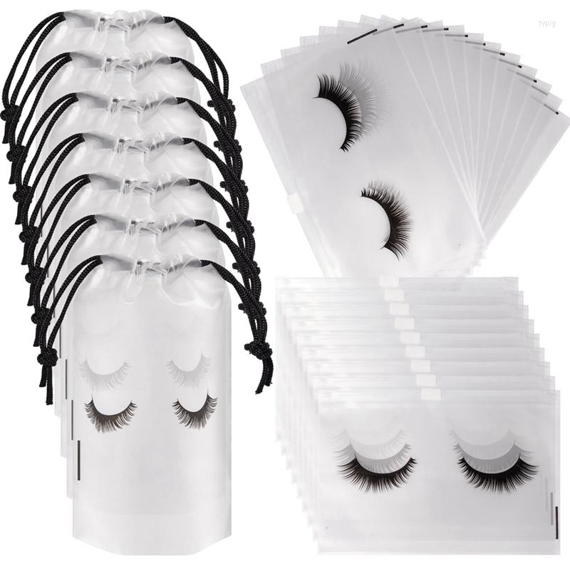 

Cosmetic Bags 100Pcs Eyelash Aftercare Lash For Clients Cute Packaging 50 Drawstring And Zipper, Transparent white