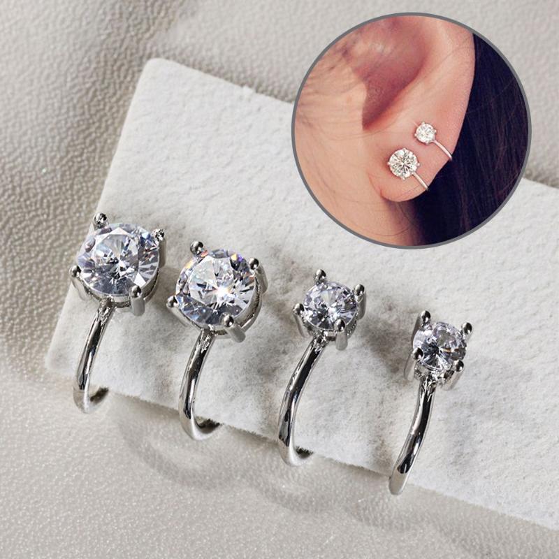 

Stud Earrings Pair Fashion 6mm 4mm Zircon Ear Cuff Non Piercing No Pierced Jewelry For Women Men Party GiftsStud