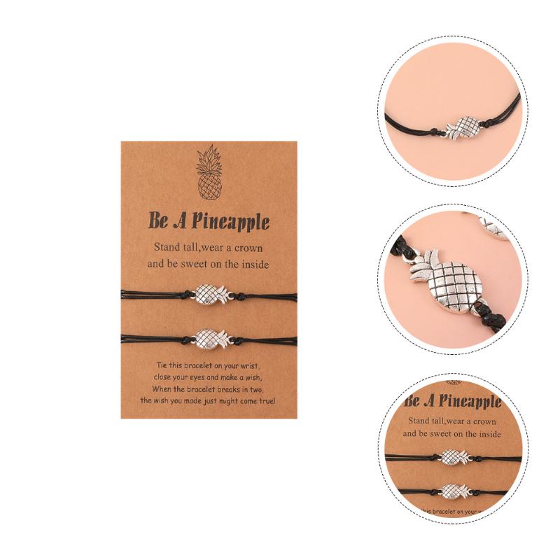

Charm Bracelets 2Pcs Decorative Adjustable Wristband With Wishing Gifts (Black)