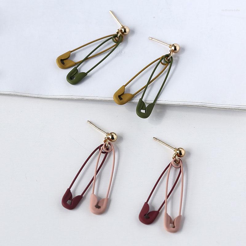 

Backs Earrings Korean Fashion Safety Pin Earrrings Creative Cute Candy Color Clip On For Women Girls Party Jewelry Gift Aros