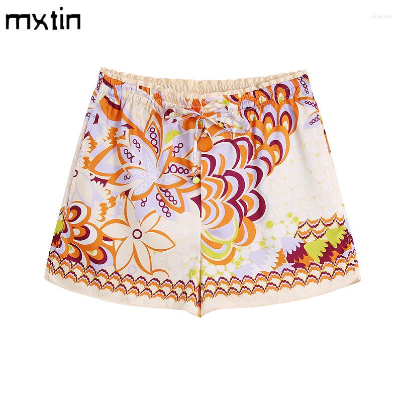 

Women's Shorts 2023 Women Spring Fashion Print Split Sweatpants Elastic Waist Bow Drawstring Side Pockets Female Chic Short, Picture shown