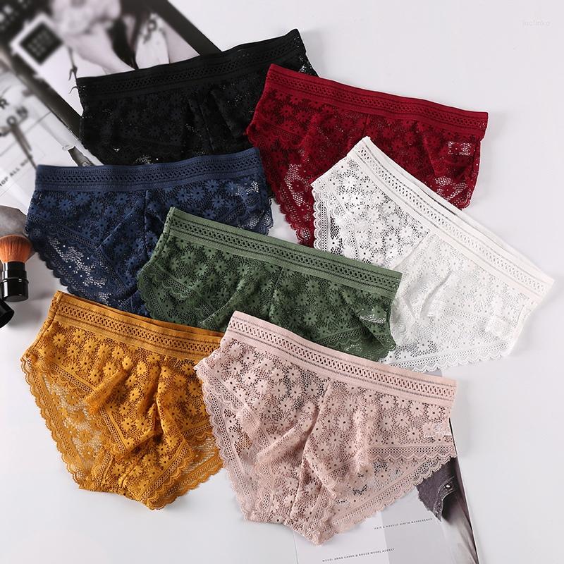 

Women's Panties Women Sexy Hollow Flower Intimates Underwear Lace Floral Thin Briefs .