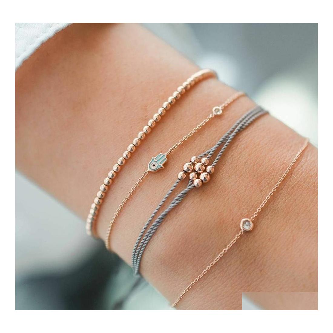 

Charm Bracelets Fashion Jewelry Mti Layer Bracelet Set Beads Chain Drop Delivery Dhdcx