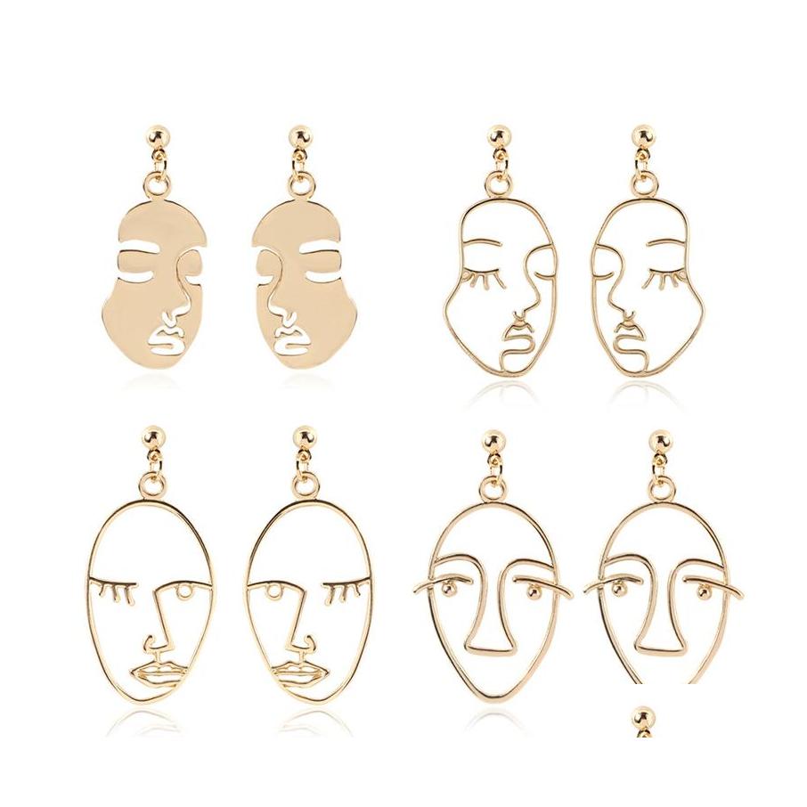 

Dangle Chandelier Fashion Girl Face Abstract Line Earrings For Women Simple Human Pendant Earring Elegant Female Ear Jewelry Gifts Otygd