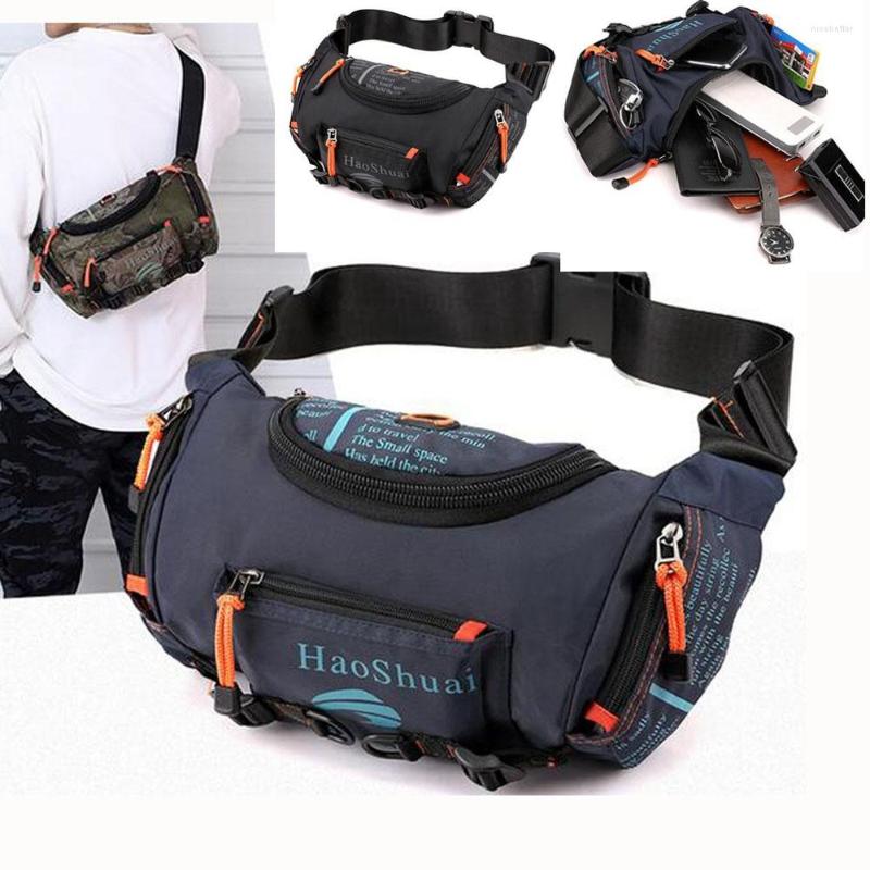 

Outdoor Bags Sport Waterproof Oxford Men's Belt Fanny Pack Shoulder Messenger Bag Large Capacity Travel City Jogging, Black