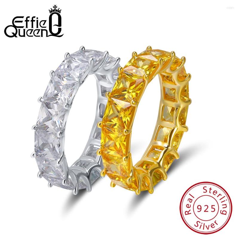 

Cluster Rings Effie Queen 925 Sterling Silver Ring For Women Crystal Engagement Wedding Jewelry Couple Lover Size 6 7 8 9 BR48
