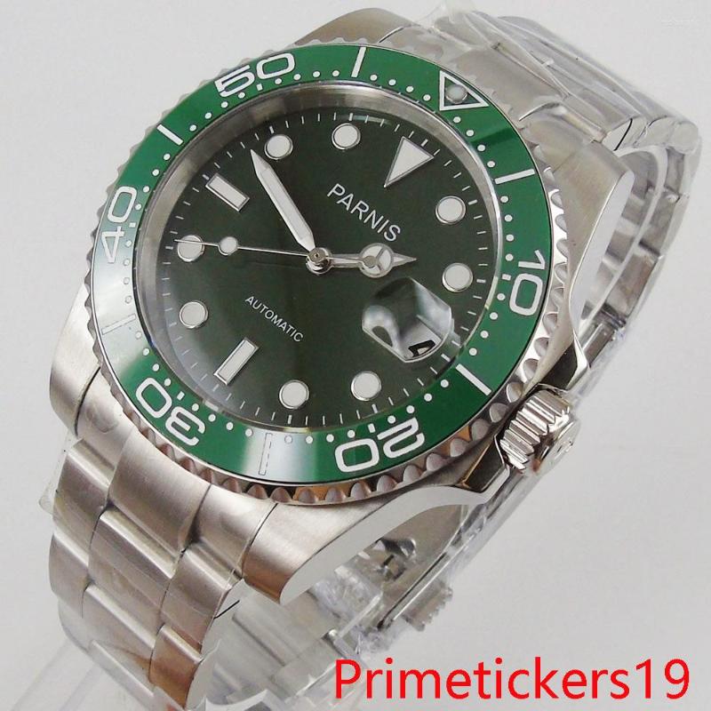 

Wristwatches 40mm Mechanical Automatic Men Wristwatch Black Dial Rotating Bezel Sapphire Glass Date Indicate Stainless Steel Case, Mingzhu 2813