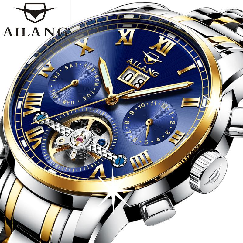 

Wristwatches AILANG Tourbillon Watches Men's Mechanical Wristwatch Sports Clock Waterproof Fashion Casual Skeleton Watch Relogio, 11