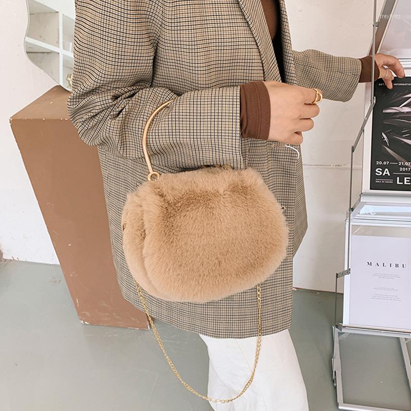 

Evening Bags 2023 Winter Faux Fur Handbags Fashion Plush Chain Shoulder Crossbody For Women Luxury Designer Ladies Shopping Purses, Gray handbags