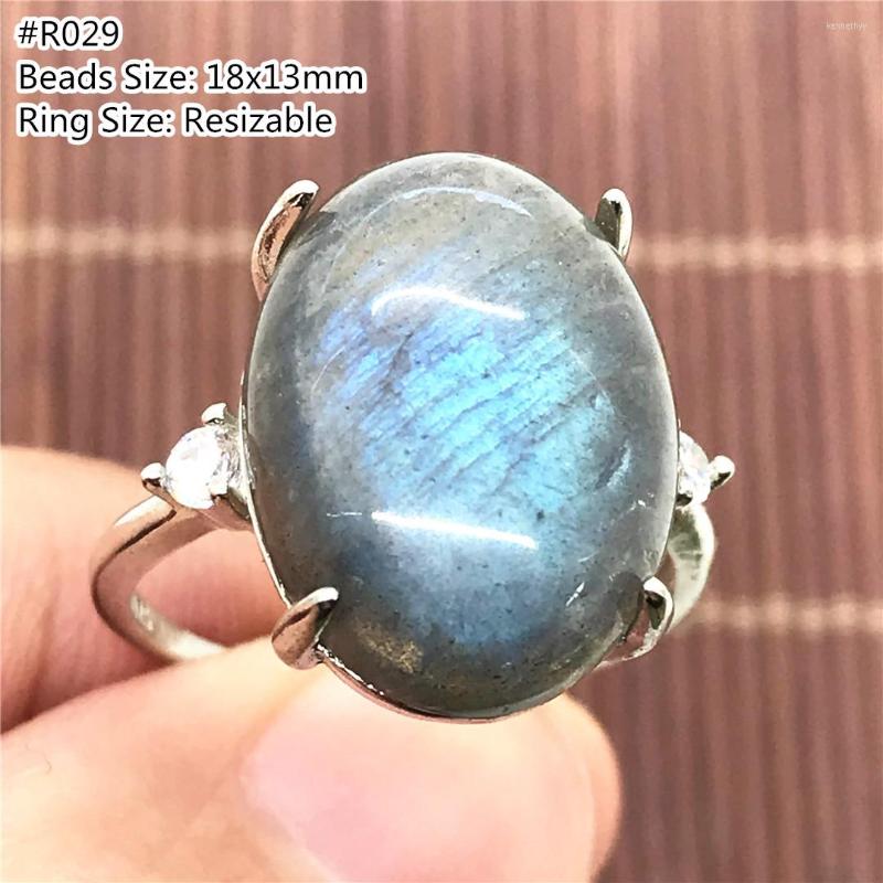 

Cluster Rings Top Natural Labradorite Crystal Ring Jewelry For Women Men Oval 18x13mm Beads Healing Luck Stone Moonstone Adjustable