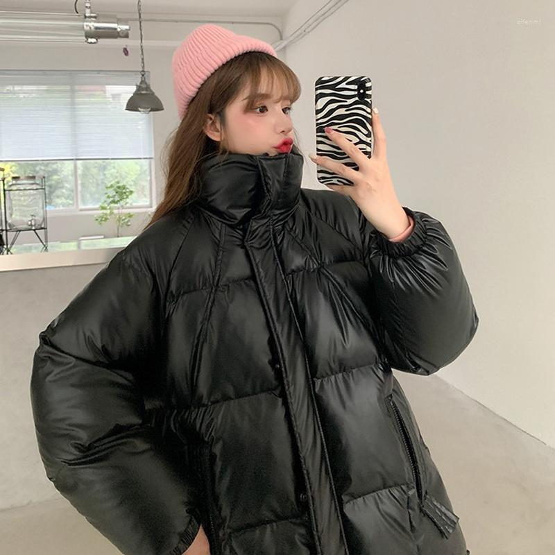 

Women's Trench Coats Winter 2023 Stand Collar Zipper Cotton Padded Jacket Thickened Black Medium And Long Female, See chart