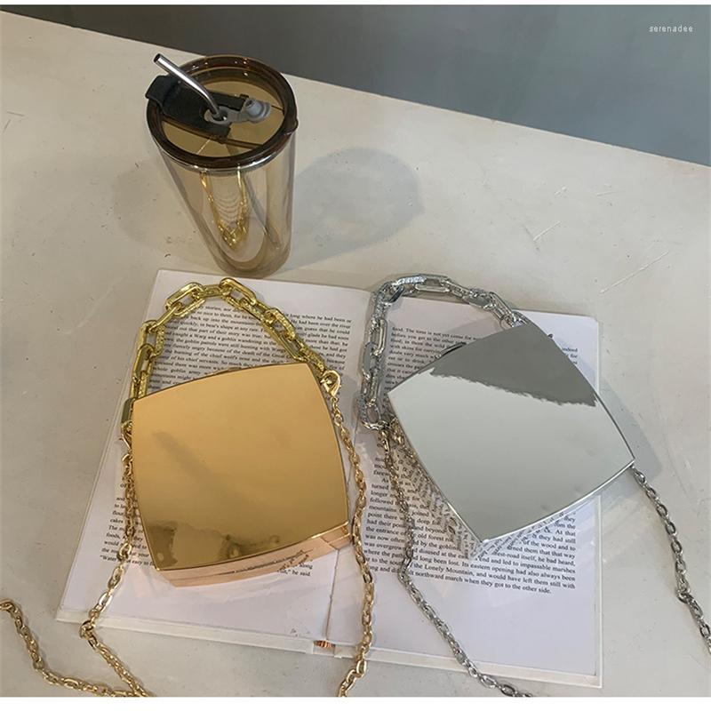 

Evening Bags Gold Silver PVC Box Design Party Clutch Bag 2023 Trend Designer Crossbody Shoulder Mini Purses And Handbags