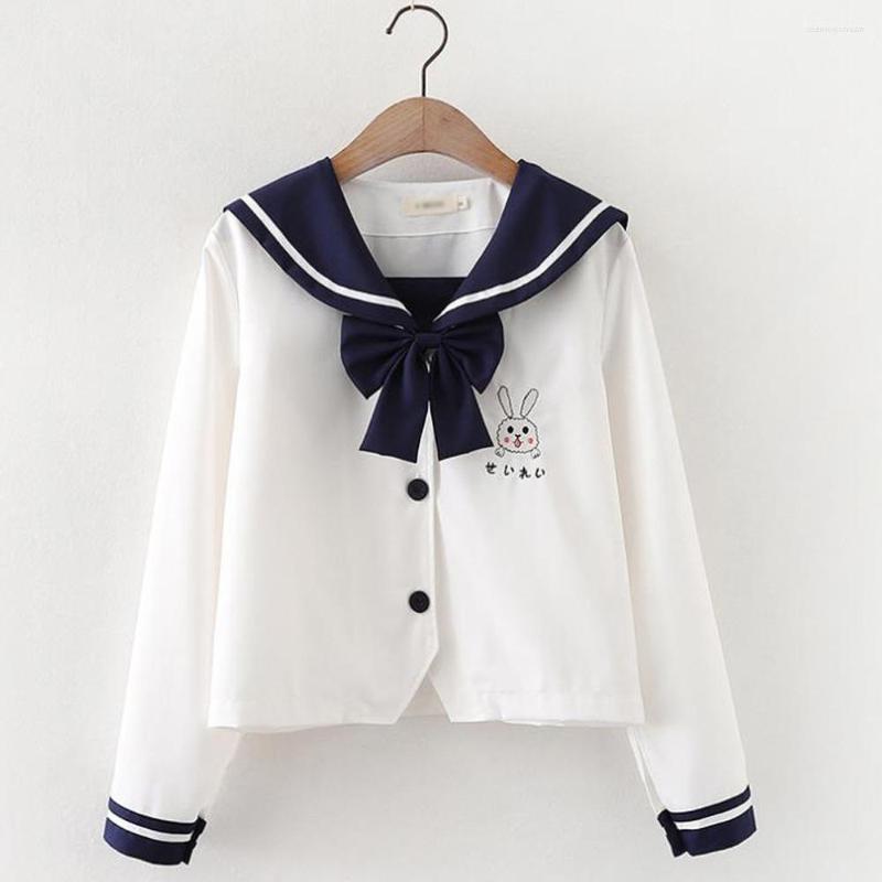 

Women' Blouses Elegant Women' Shirt Japanese Lolita Clothing 2023 Sailor Collar Long Dleeve Bow-Knot Blusa Feminina, White shirt