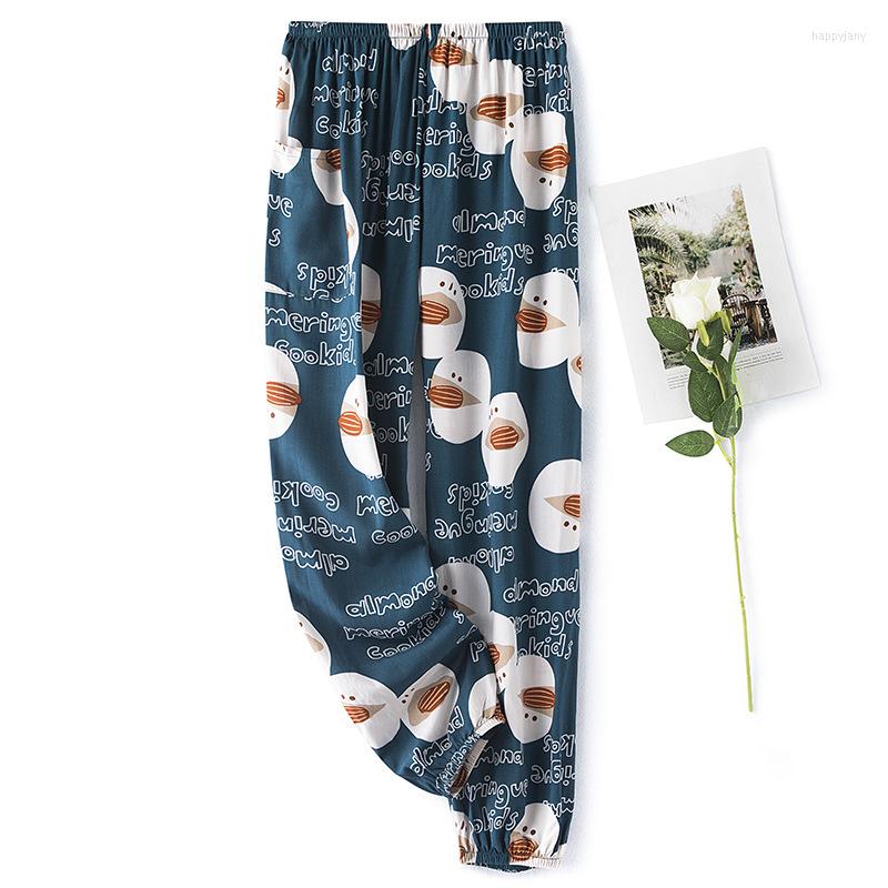 

Women's Sleepwear Women Long Cotton Print Trousers Loose Bloomers For Lady Elastic Waist Wide Leg Pants Straight Baggy Sleep Bottoms, White z