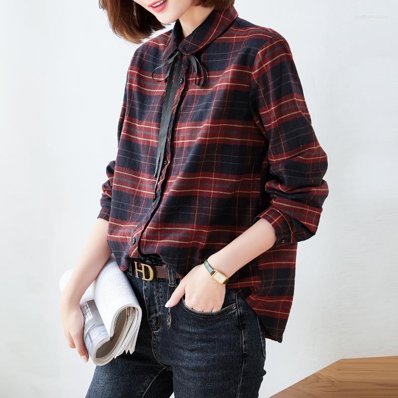 

Women's Blouses 2023 Spring Large Size Shirt Women's Loose Stitching Plaid Top Blouse Women Blusas Ropa De Mujer, Black