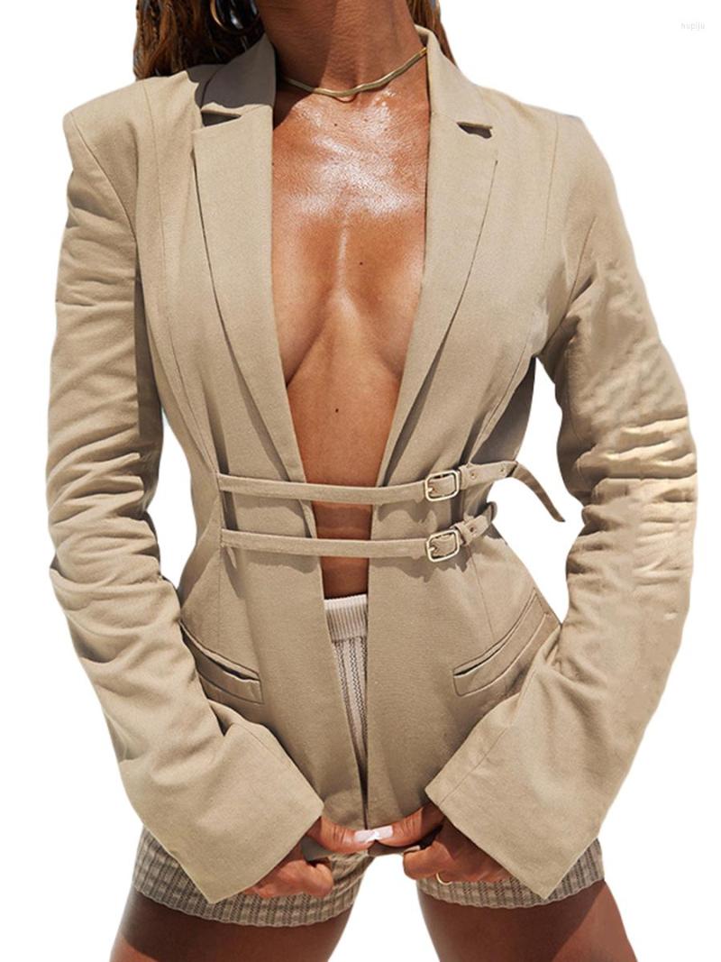 

Women' Jackets Professional Women Cardigan Blazers Solid Color Lapel Long Sleeve Business Dress Jacket Office Workwear, Black