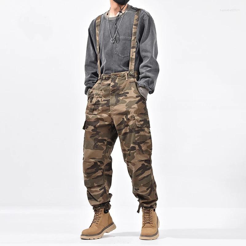 

Men' Pants Men' Military Camouflage Overalls Strap Tactical Cargo Streetwear Men Straight Trousers, Pic 2