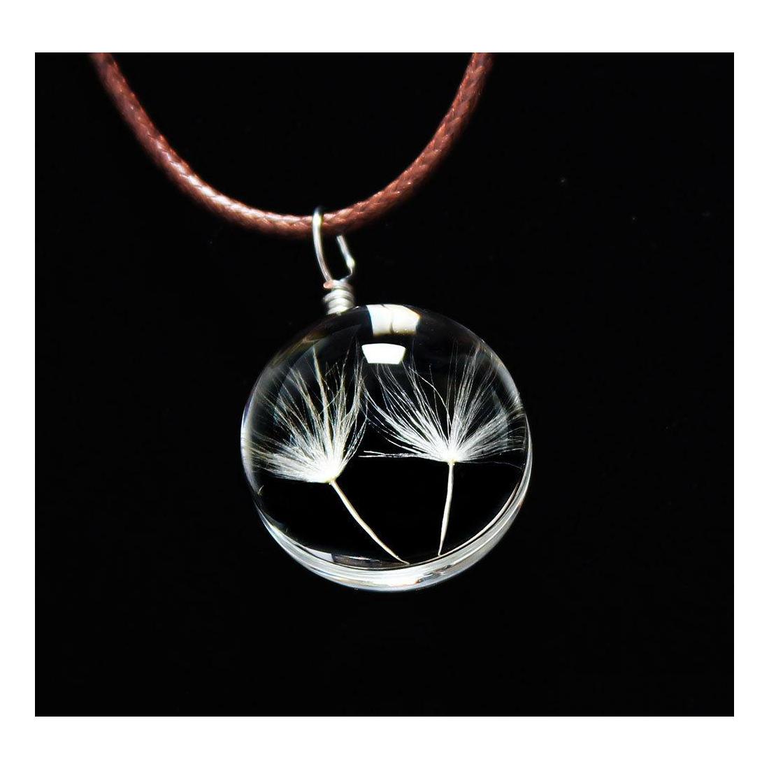 

Pendant Necklaces Dandelion Chokers For Clover Strip Leather Chain Necklace Long Dried Flowers Locket Vipjewel Drop Delivery Jewelry Dhled