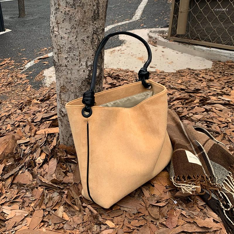 

Evening Bags Simple Fashion Women Bucket Shoulder Bag Vintage Tote Handbags High Capacity Female Crossbody Casual Purse For, Light brown