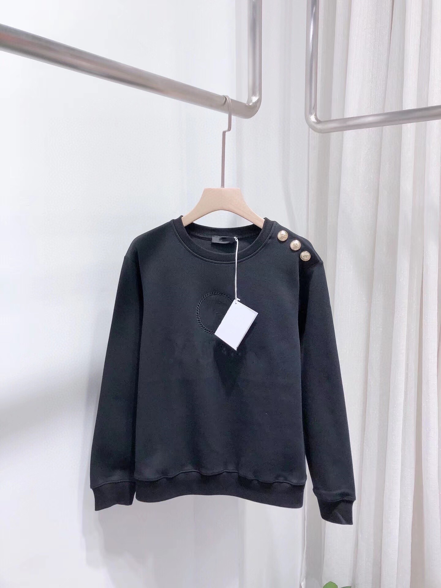 

2023 New Spring Milan Runway Sweatshirts O Neck Long Sleeve High End Jacquard Women' Designer Tops 0204-3, Black