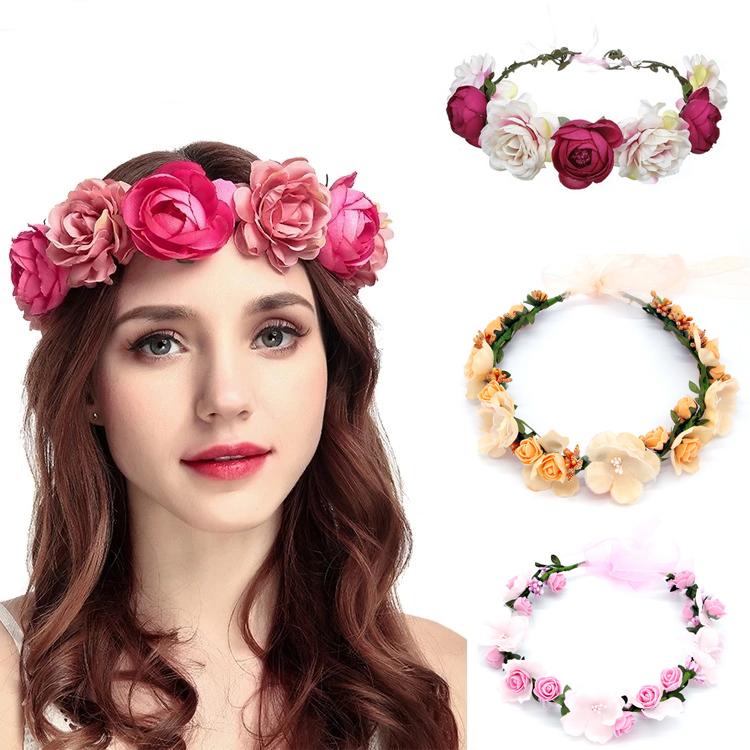 

Hair Accessories Crowns Flower Vine Headbands Beach Wedding Women Jewelry Accessory For Bridal Bridesmaid Halloween Decoration