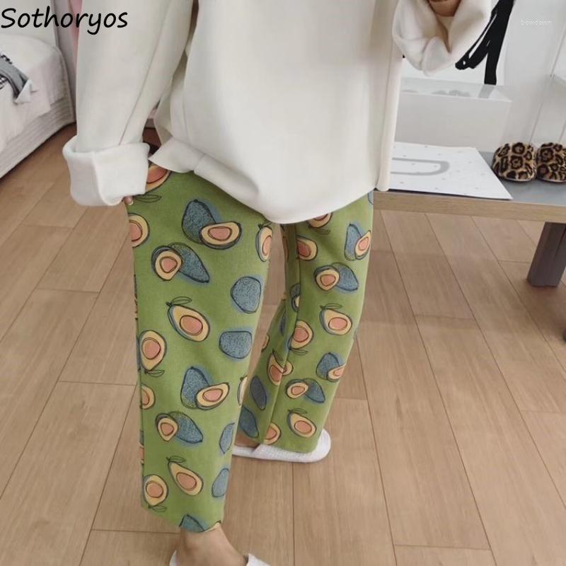 

Women's Sleepwear Sleep Bottom Women Thicken Thermal -4XL Loose Leisure Lovely Homewear Comfortable Sweet Students Korean Style Minimalist, Green