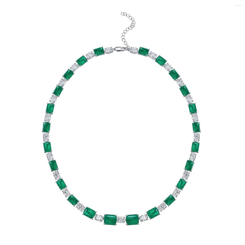 

Chains 2023 S925 Silver Classic Green Women's Synthetic Emerald Necklace