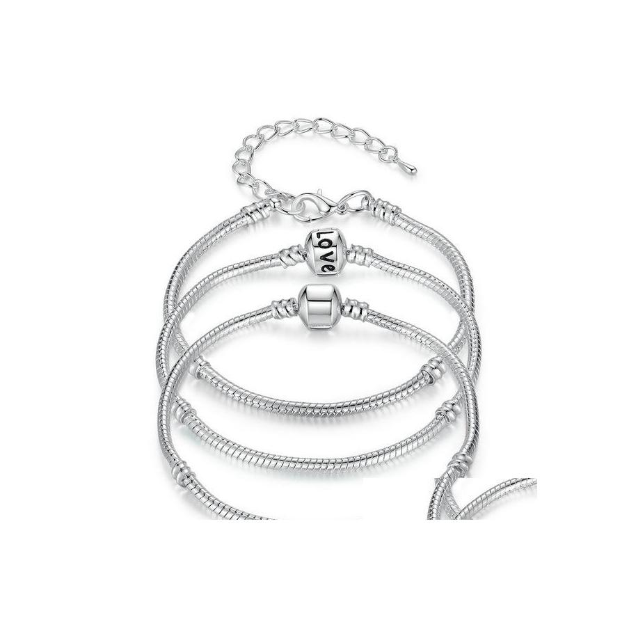 

Link Chain Factory Wholesale 925 Sterling Sier Bracelets Snake Fit Charm European Bead Bangle Bracelet For Men Women Jewelry Gift I Otsvo