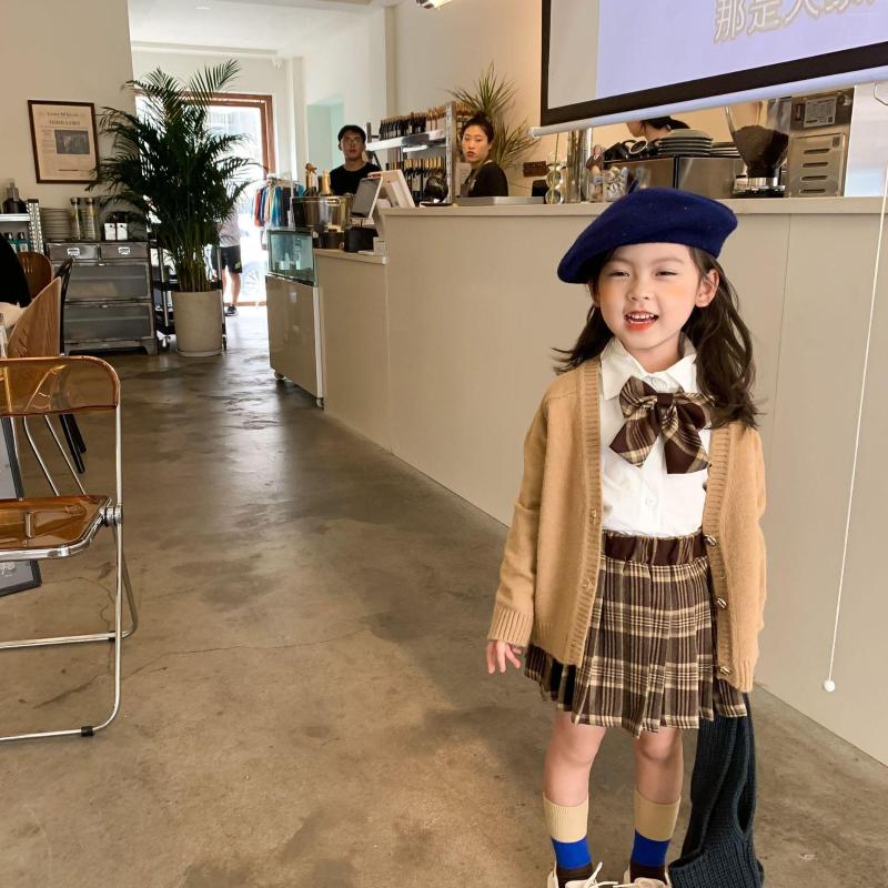 

Clothing Sets Girls' College Style Shirt Pleated Skirt Suit Girl Falls Stitching Skirts Children Preppy School Uniform Costume, Sweater