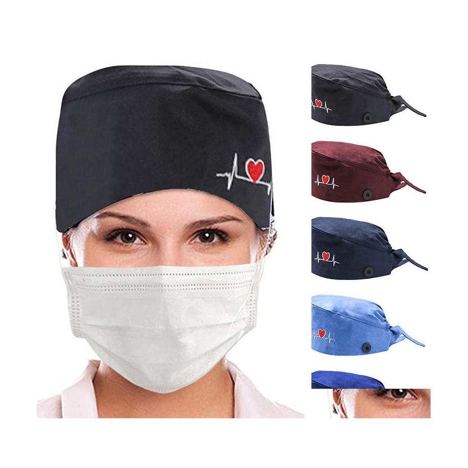 

Beanie/Skull Caps Embroidery Beanie Heart Shape Cotton Adjustable Nurse Surgical Women Veterinary Pet Shop Scrub Hat Dentist Dustpro Otiw7, Customize