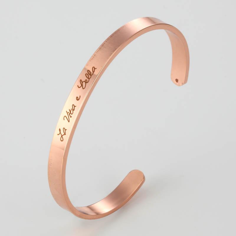 

Bangle Stainless Steel Engraved La Vita E Bella Positive Inspirational Quote Cuff Mantra Bracelet For Women Christmas Gift