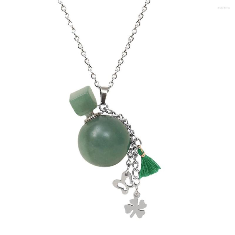 

Pendant Necklaces Round-Ball Shape Natural Stone Multi Color Ball Gem With Stainless Steel Accessory Fashion Pendent