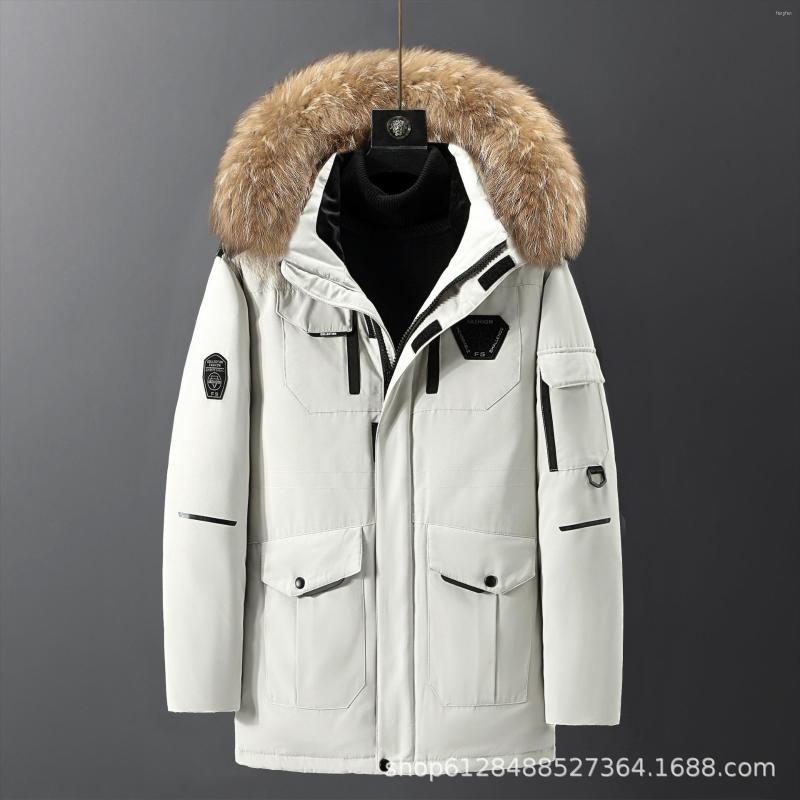 

Men' Down High-quality Badge 2023 Winter Running Gay Men And Women Couples Mid-length Tooling Thick Jacket, Black