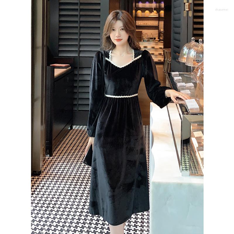 

Casual Dresses French Hepburn Ethos Of Fund 2023 Autumn Winters Is High Quality And The Waist Thin With Velvet Little Black Dress