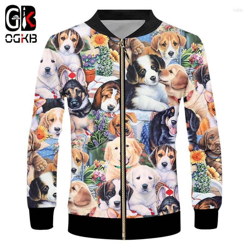 

Men' Jackets OGKB 3D Zipper Jacket Men Cool Cute Dog Full Print Novelty Long Sleeves Coat Fashion Tracksuits Harajuku Streetwear