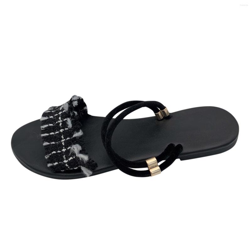 

Sandals Fashion Spring And Summer Women Flat Soles Light Solid Color Black Comfortable Ankle Thong For Size 11