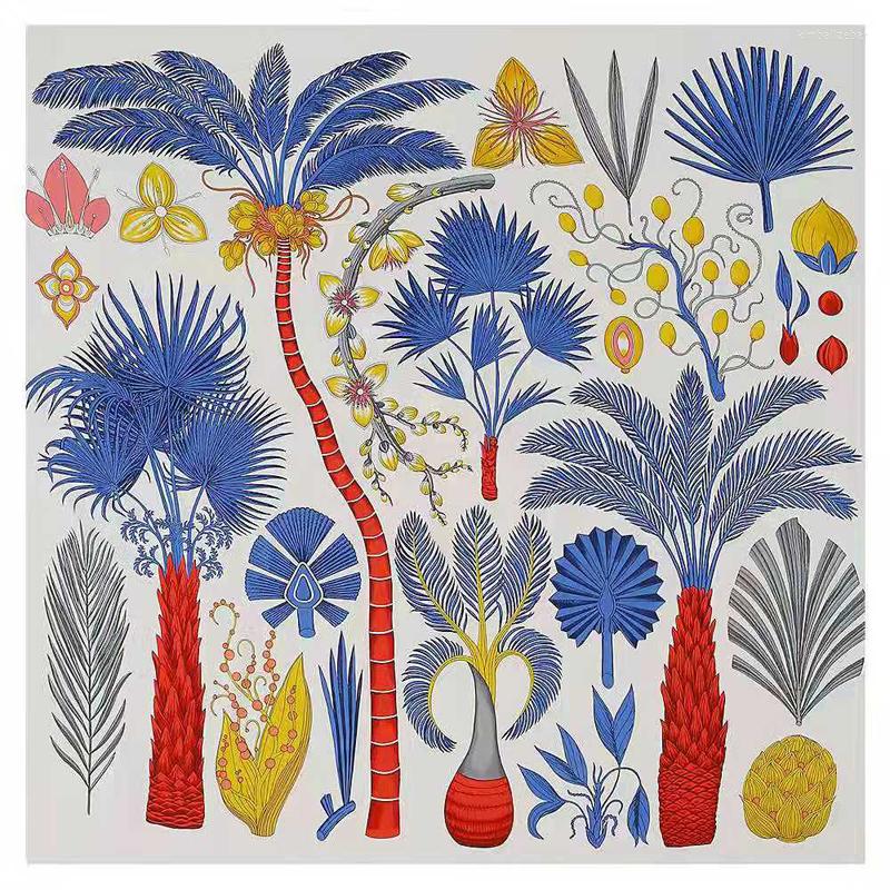 

Scarves Twill Silk Scarf Women Large Shawls Stoles Tree Print Square Echarpes Foulards Femme Wrap Bandanas 130 130CM
