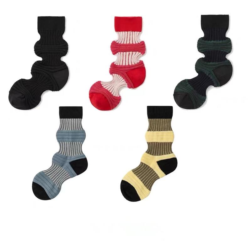 

Men's Socks For Women Funny Japan Tide Brand Design Individual Folds Hip Hop Fashionable Cotton Casual Crew SocksMen's, Black