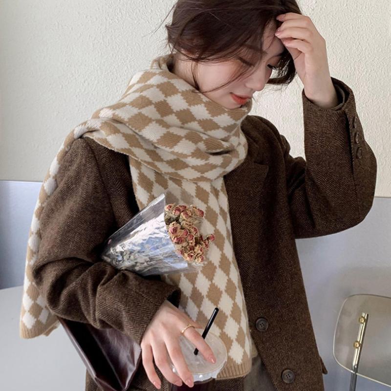 

Scarves Fashion Winter Knitted Scarf For Women Design Thick Warm Cashmere Neckerchief Lady Korean Style Neck Tie Bandana