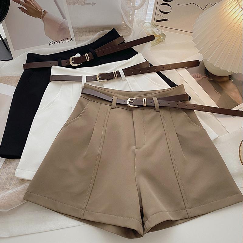 

Women' Shorts Khaki Womens High Waisted Summer Spring Chic Elegant Bottoms Women Trousers Black Korean Work Pants With Belt