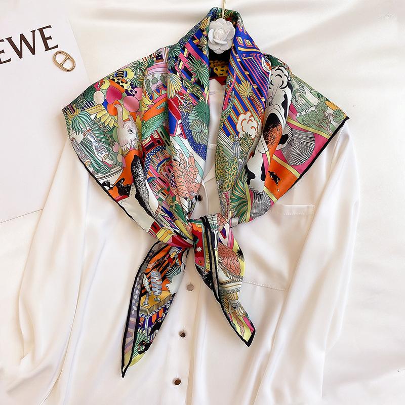 

Scarves KOI LEAPING Fashion Animal Twill Silk 90 Large Square Scarf Women Summer Sunscreen Shawl Festival Gift